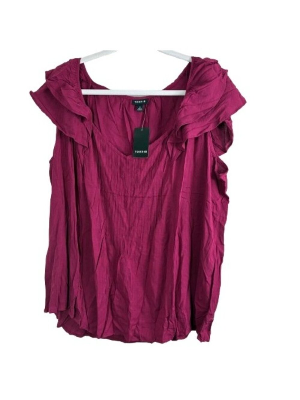 NEW Torrid Rayon Slub Flutter Sleeve Blouse Red Plum Sz 2